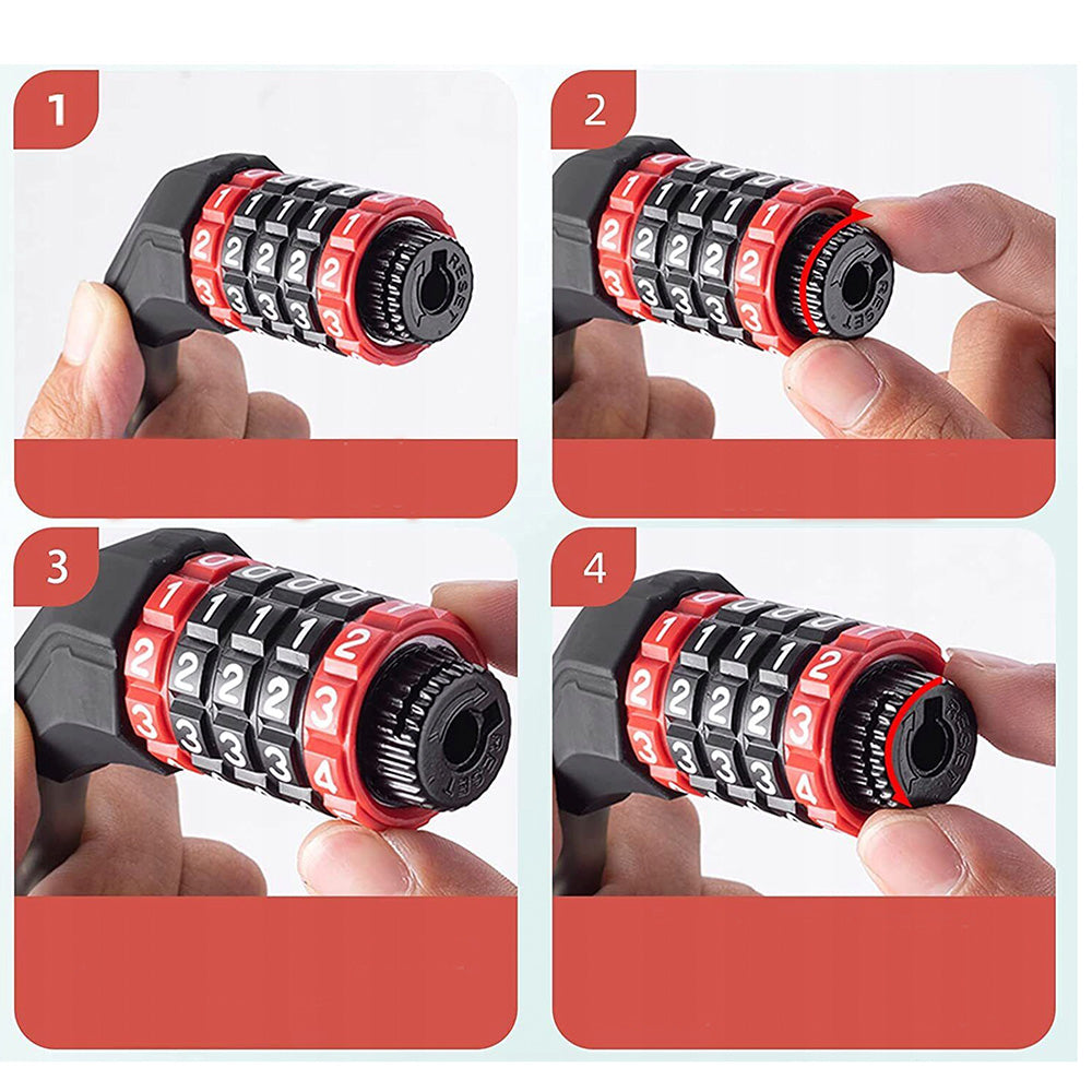 Rockbros RKS507-1BK dviračio spyna su kombinacija 1.8 m - juoda -- Bicycle Locks