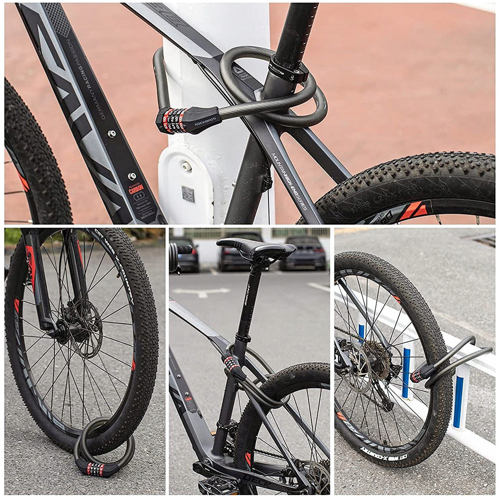 Rockbros RKS507-1BK dviračio spyna su kombinacija 1.8 m - juoda -- Bicycle Locks