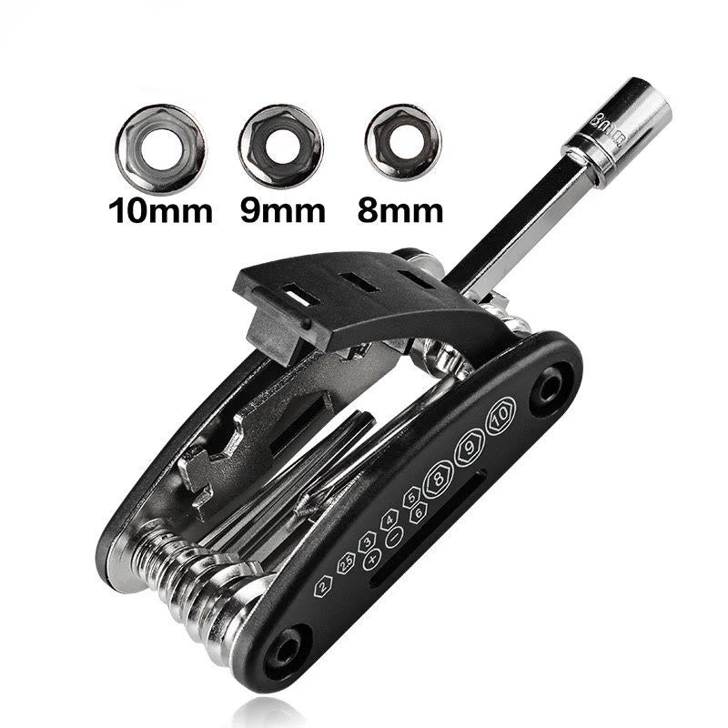 Rockbros GJ1601 16-in-1 daugiaraktis dviračiui taisyti - juodas -- Bicycle Multi-Tools