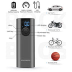 Rockbros 42720001001 Elektrinis dviračio pompa su LED ekranu + USB-C - USB-A kabelis - Juodas -- Bicycle Pumps