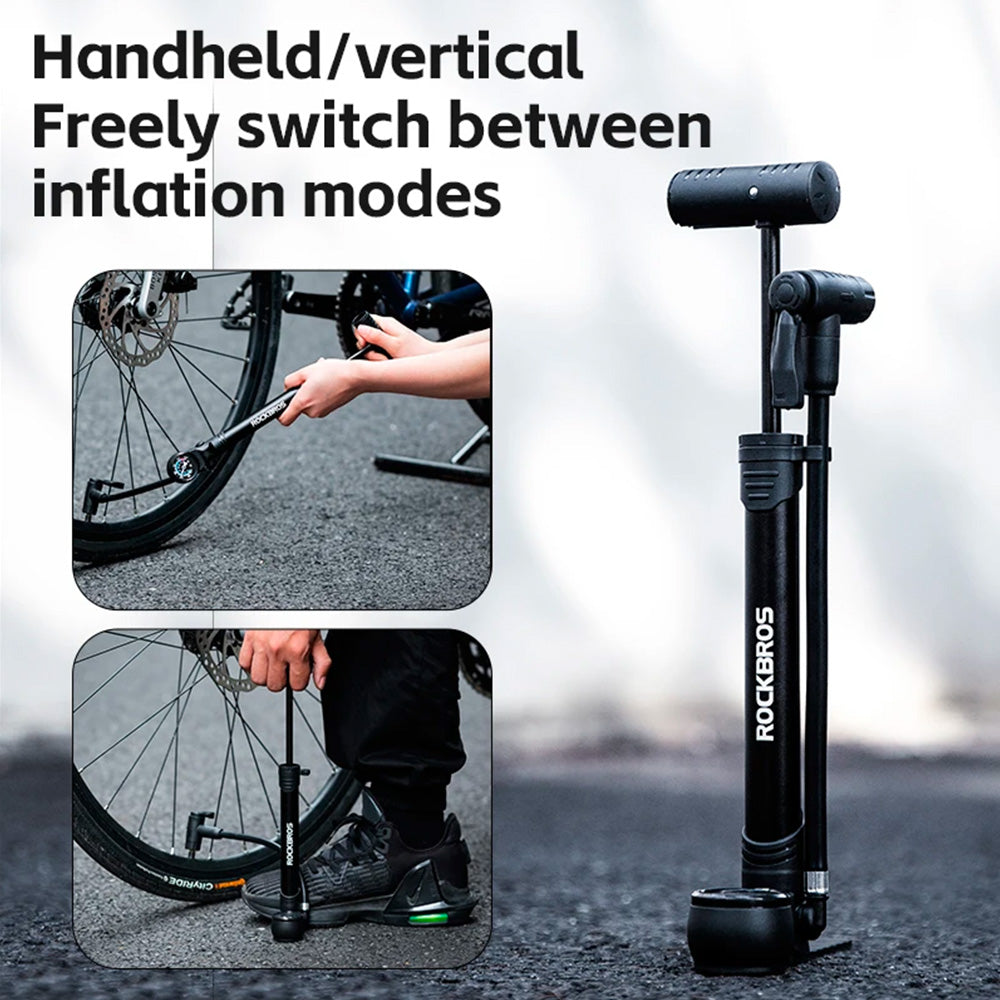 Rockbros 42310006001 dviračio pompa su slėgio manometru - juoda -- Bicycle Pumps
