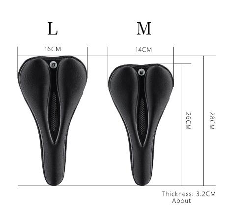 Rockbros LF047-S silikono gelio dviračio sėdynės užvalkalas, M dydis - juoda -- Bicycle Covers