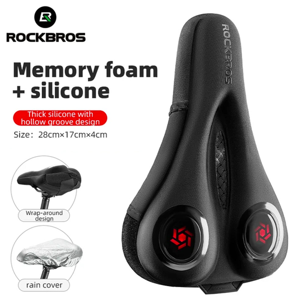 Rockbros LF044R sėdynės užvalkalas + lietaus apsauga - juodas ir raudonas -- Bicycle Saddles