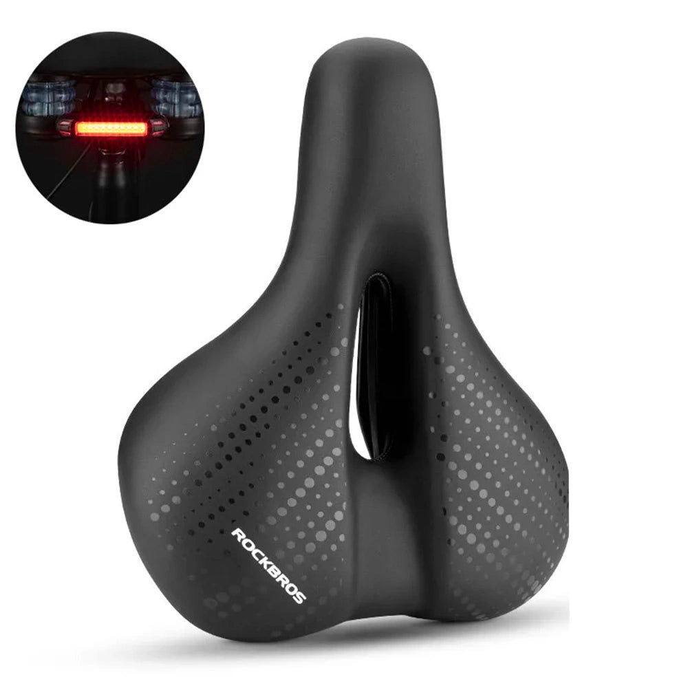 Rockbros 38218916002 MTB dviračio sėdynė + žibintas - juoda -- Bicycle Saddles