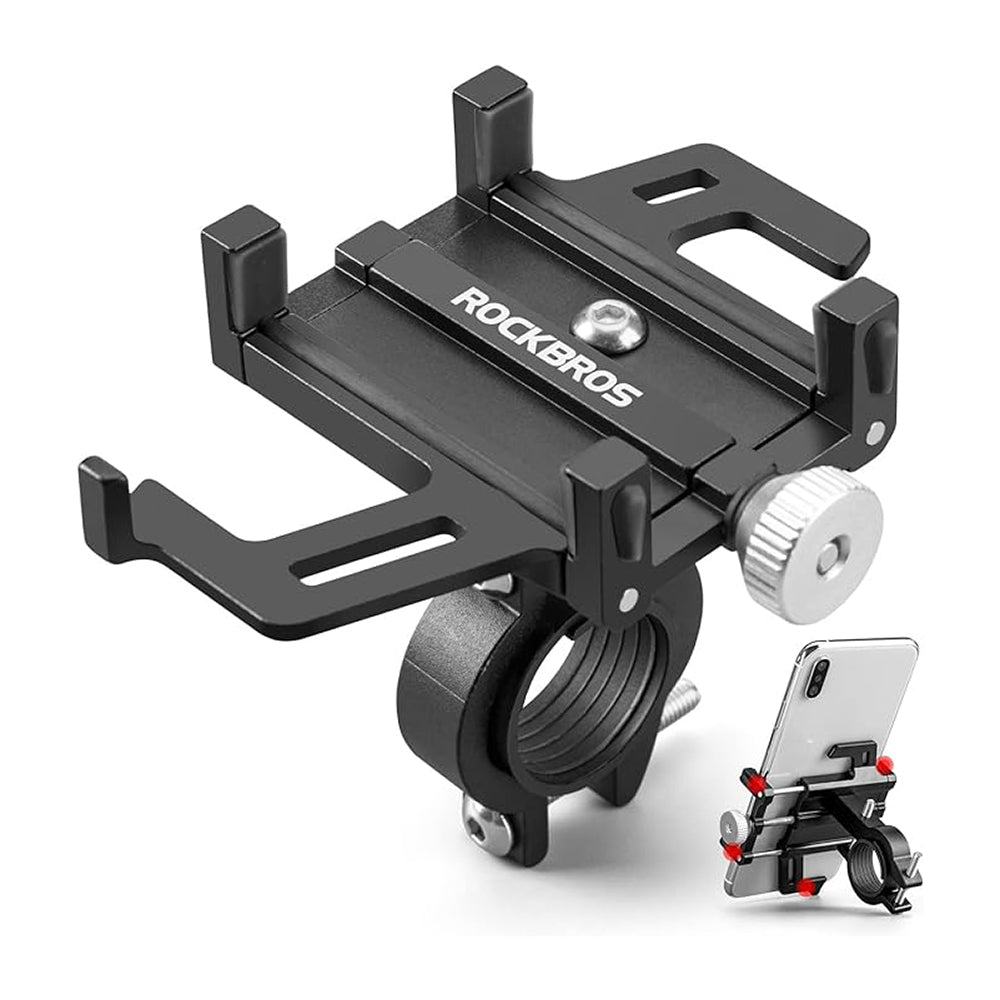 Rockbros 699-BK aliuminio lydinio dviračio telefono laikiklis - juodas -- Bicycle Phone Mounts