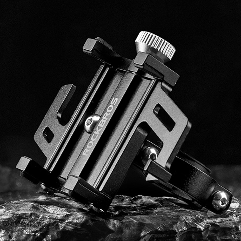 Rockbros 699-BK aliuminio lydinio dviračio telefono laikiklis - juodas -- Bicycle Phone Mounts