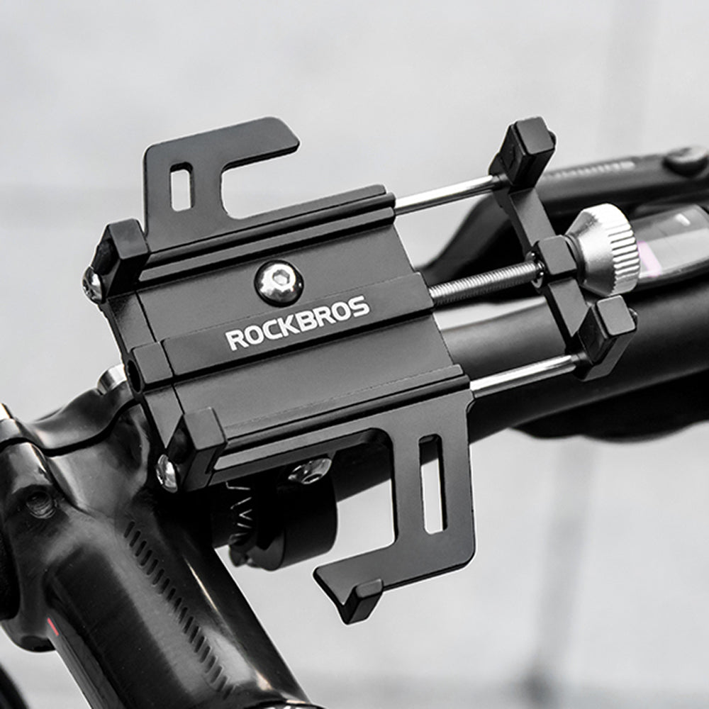 Rockbros 699-BK aliuminio lydinio dviračio telefono laikiklis - juodas -- Bicycle Phone Mounts