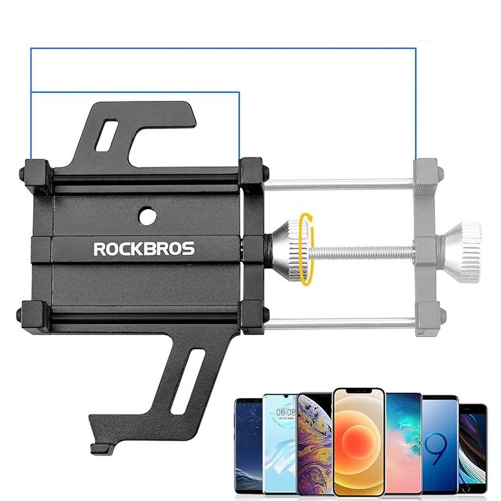 Rockbros 699-BK aliuminio lydinio dviračio telefono laikiklis - juodas -- Bicycle Phone Mounts