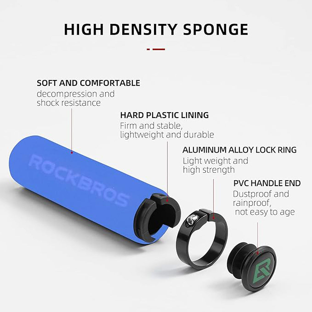 Rockbros BT1001BLBK putų dviračio rankenėlės - mėlyna ir juoda -- Bicycle Handlebar Grips