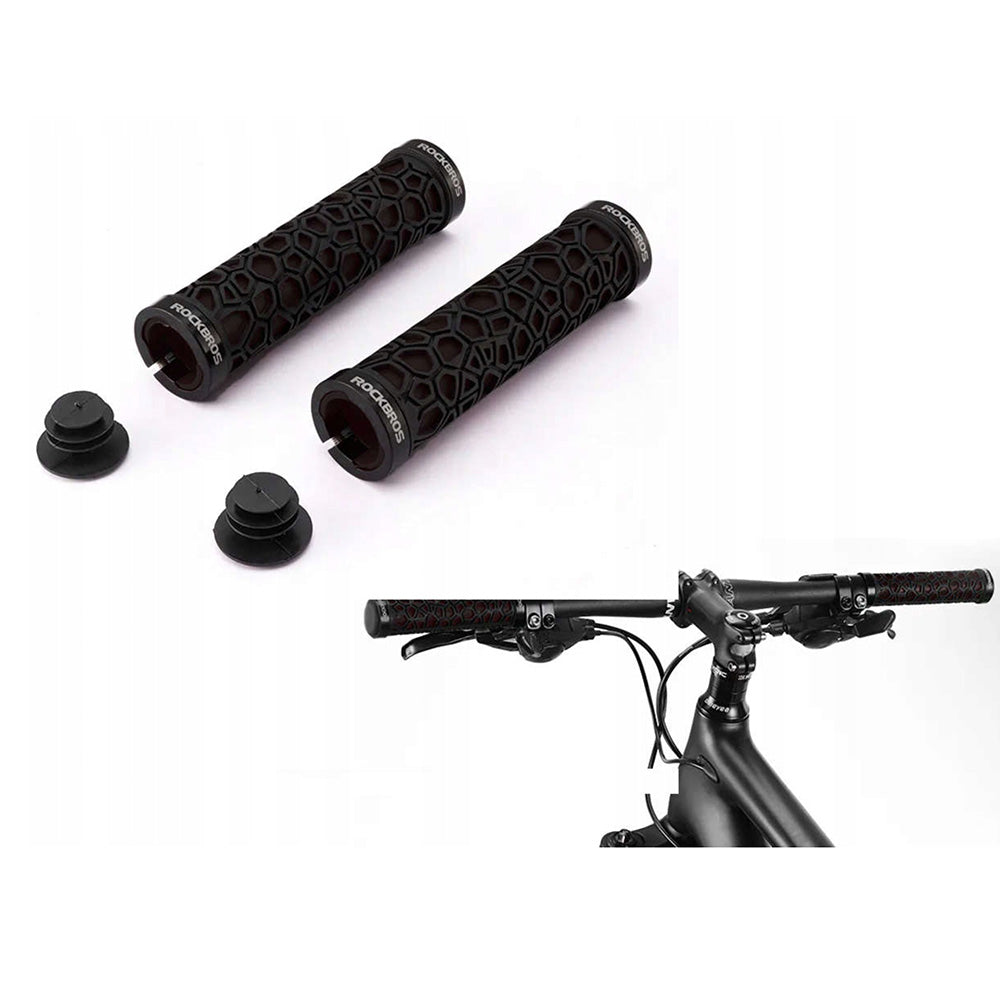 Rockbros 2017-14ABK dviračio rankenos - juodos spalvos -- Bicycle Handlebar Grips