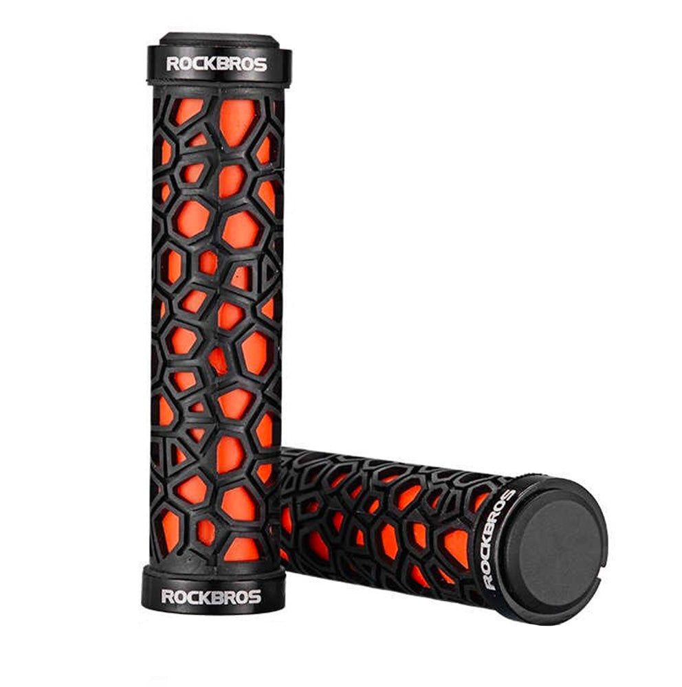 Rockbros 2017-14AOR dviračio rankenos - juodos ir oranžinės spalvos -- Bicycle Handlebar Grips