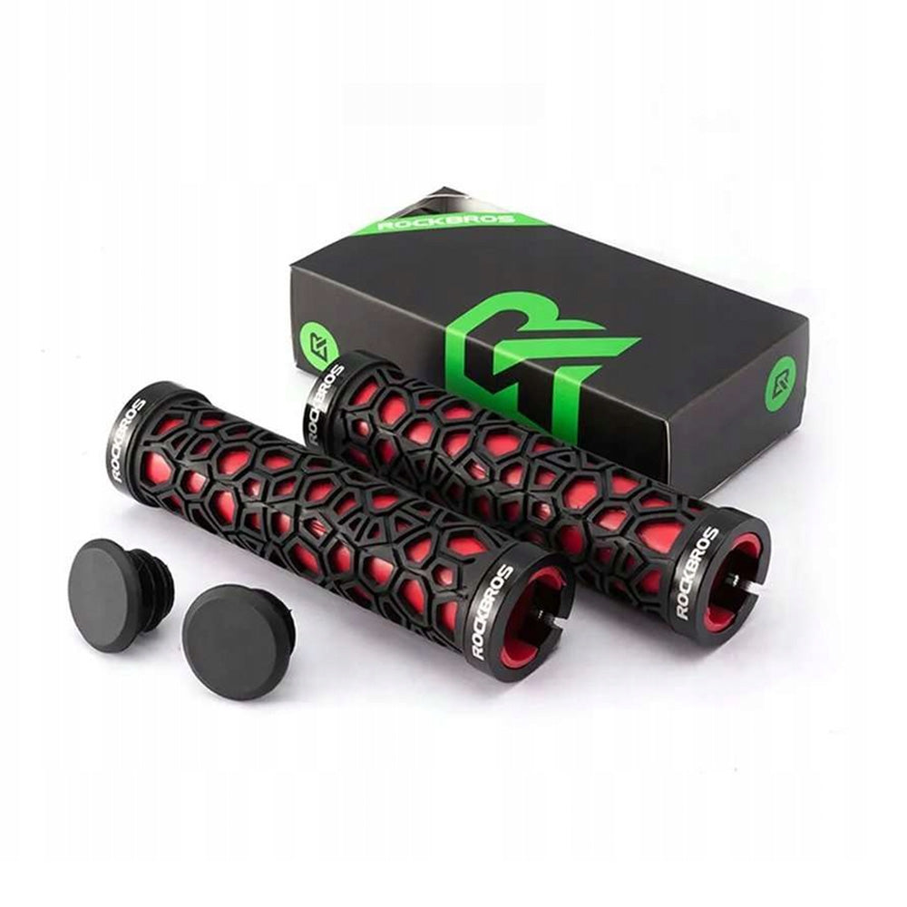 Rockbros 2017-14ARD dviračio rankenos - juodai raudona -- Bicycle Handlebar Grips