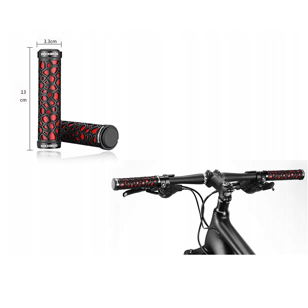 Rockbros 2017-14ARD dviračio rankenos - juodai raudona -- Bicycle Handlebar Grips