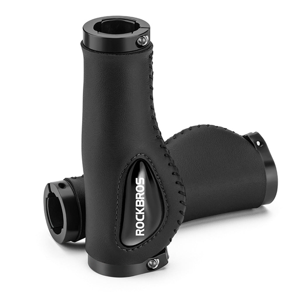 Rockbros 40720001001 dviračio rankenos iš odos - juoda -- Bicycle Handlebar Grips