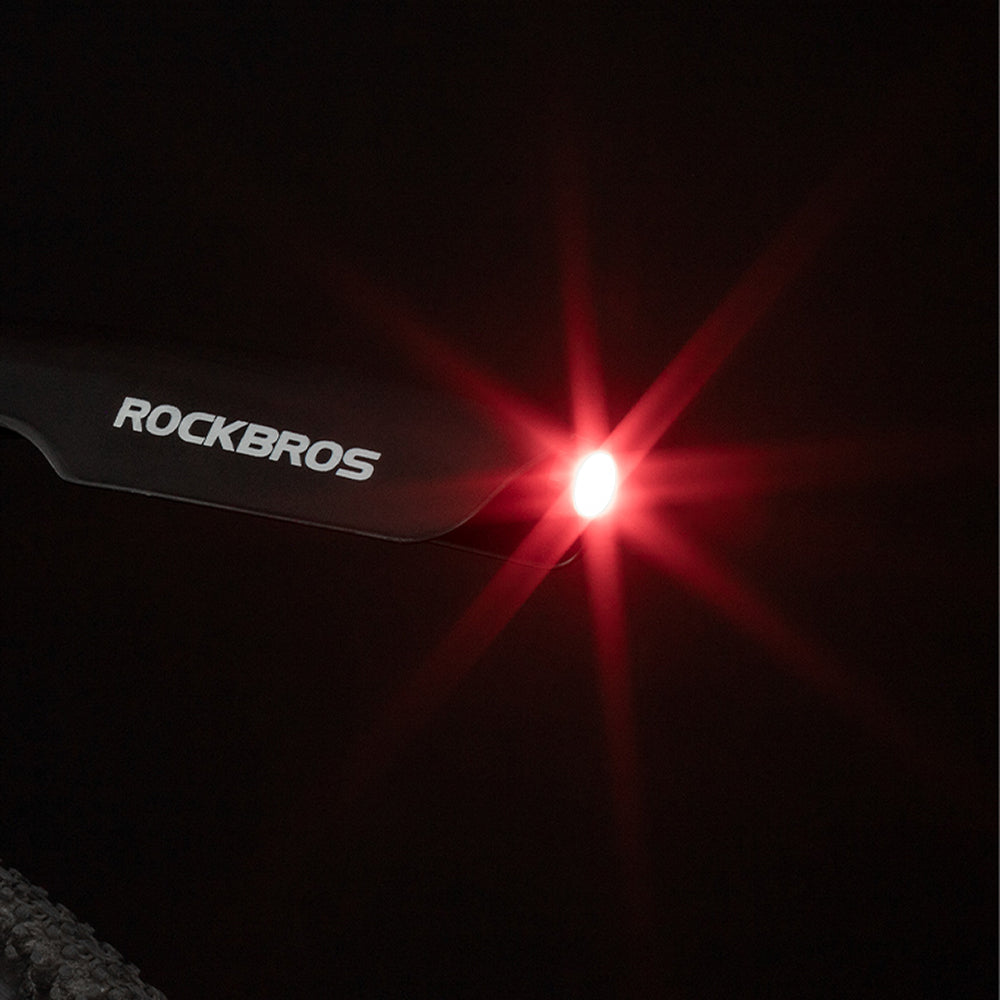 Rockbros DNB8001 blatintuvas su raudona LED šviesa - juodas -- Bicycle Fenders