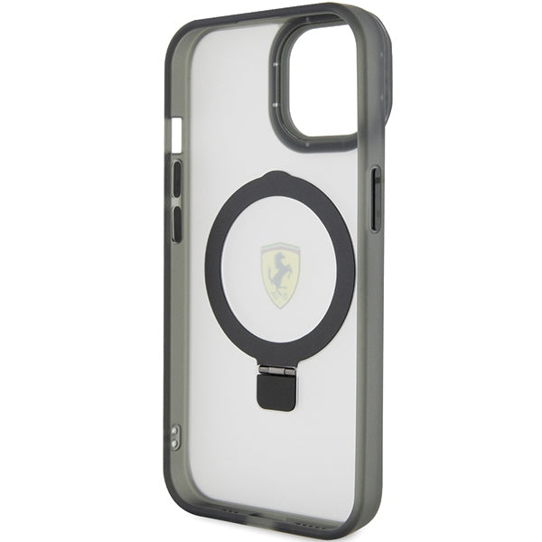 Ferrari MagSafe dėklas iPhone 15 Plus/14 Plus su stovu – juodas -- iPhone 15 Plus