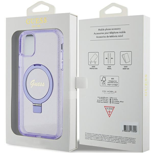 Guess MagSafe dėklas su žiedu iPhone 11/XR – violetinis -- iPhone 11