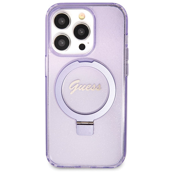 Guess MagSafe dėklas su žiedu iPhone 13/13 Pro – violetinis