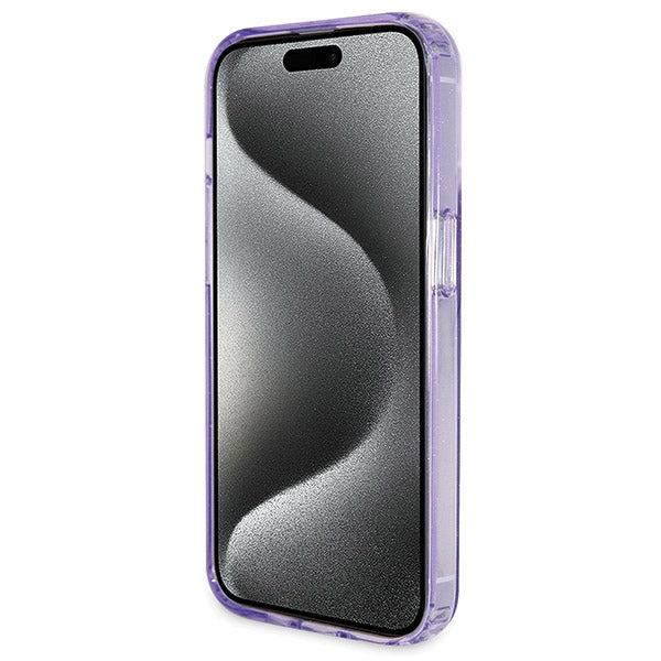 Guess MagSafe dėklas su stovu iPhone 14 Pro – violetinis