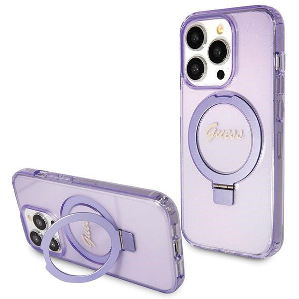 Guess MagSafe dėklas iPhone 14 Pro Max – violetinis
