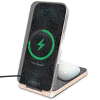 Guess 4G Pattern MagSafe sulankstomas 2in1 15W indukcinis įkroviklis - juodas