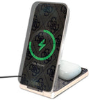 Guess 4G Pattern MagSafe sulankstomas 2in1 15W indukcinis įkroviklis - rudas