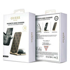 Guess 4G Pattern MagSafe sulankstomas 2in1 15W indukcinis įkroviklis - rudas