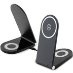 Mercedes Silver Stars MagSafe sulankstomas 2in1 15W indukcinis įkroviklis - juodas