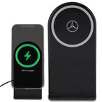Mercedes Silver Stars MagSafe sulankstomas 2in1 15W indukcinis įkroviklis - juodas