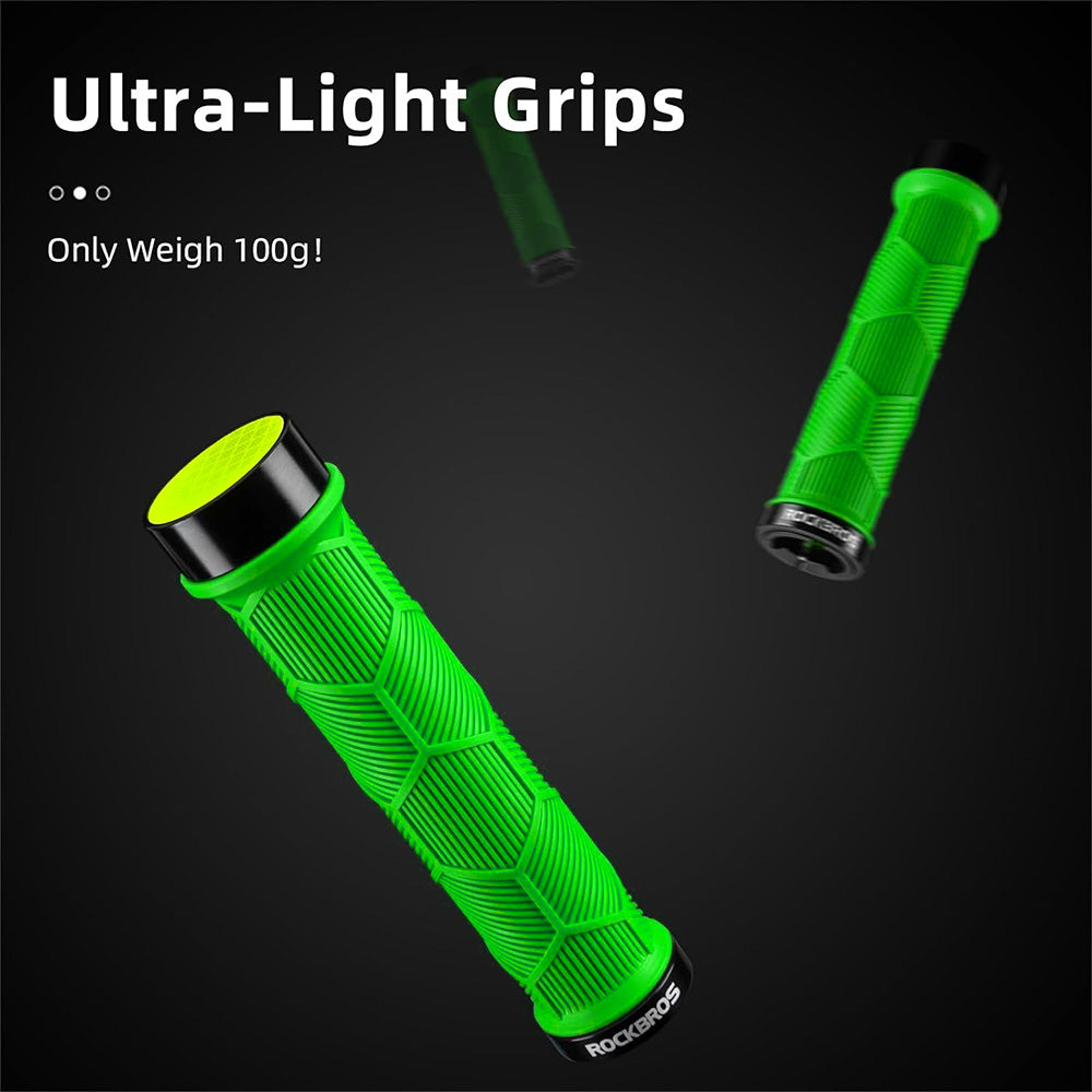 Rockbros 40720007005 dviračio rankenos su atspindžiu - žalia -- Bicycle Handlebar Grips
