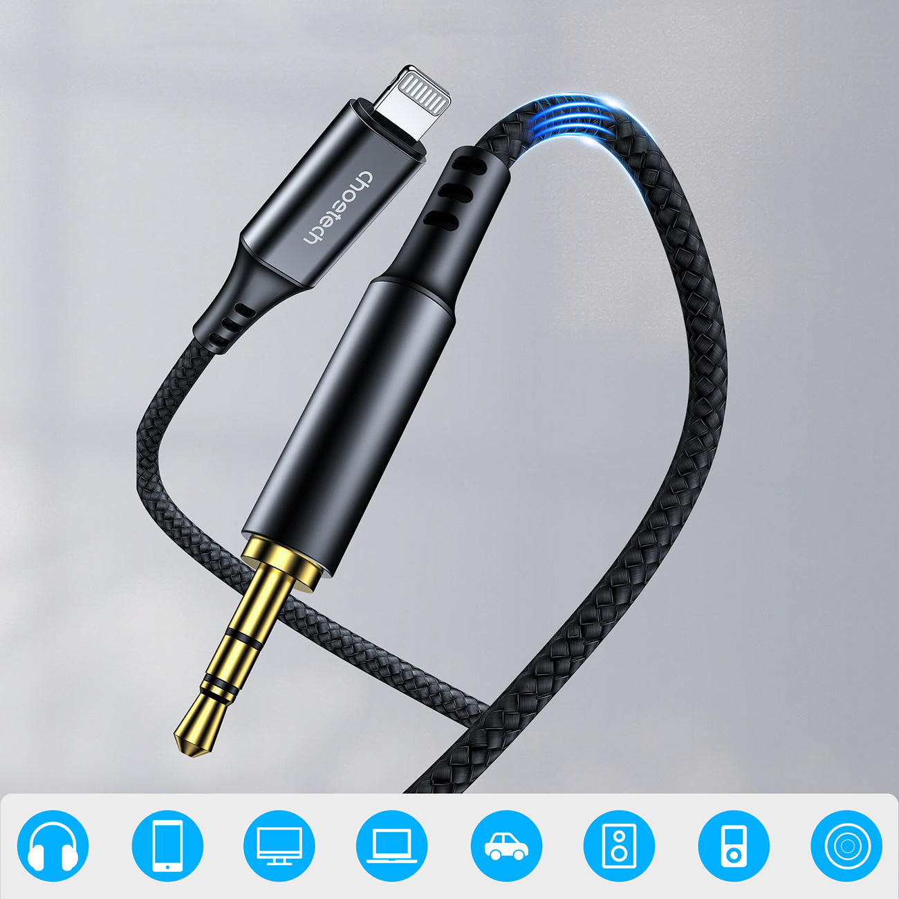 Choetech AUX007 Apšvietimas / mini lizdas 3,5 mm laidas 1 m - juodas