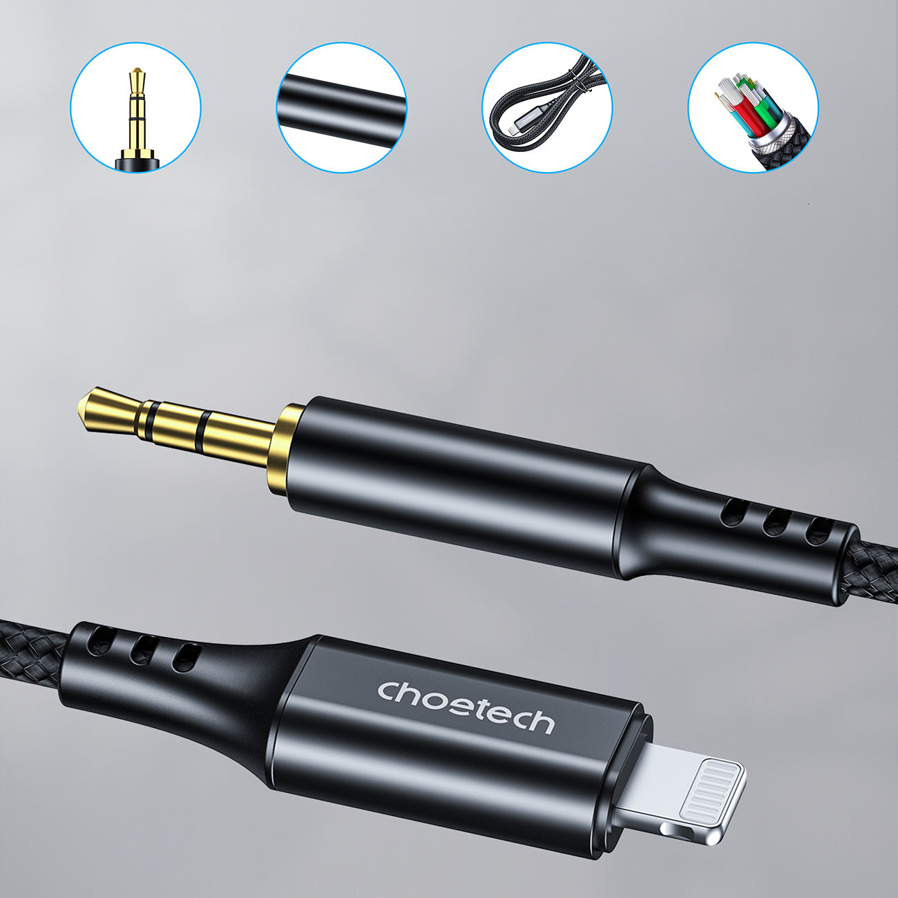 Choetech AUX007 Apšvietimas / mini lizdas 3,5 mm laidas 1 m - juodas