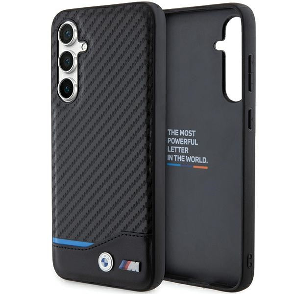 BMW Leather Carbon dėklas Samsung Galaxy S23 FE – juodas