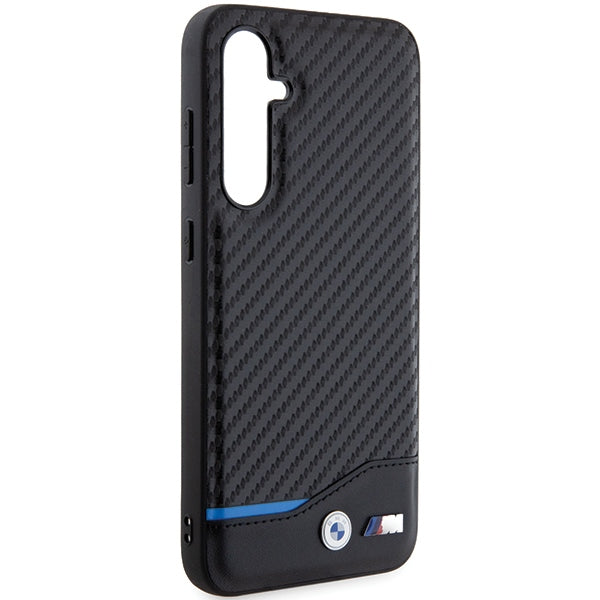 BMW Leather Carbon dėklas Samsung Galaxy S23 FE – juodas