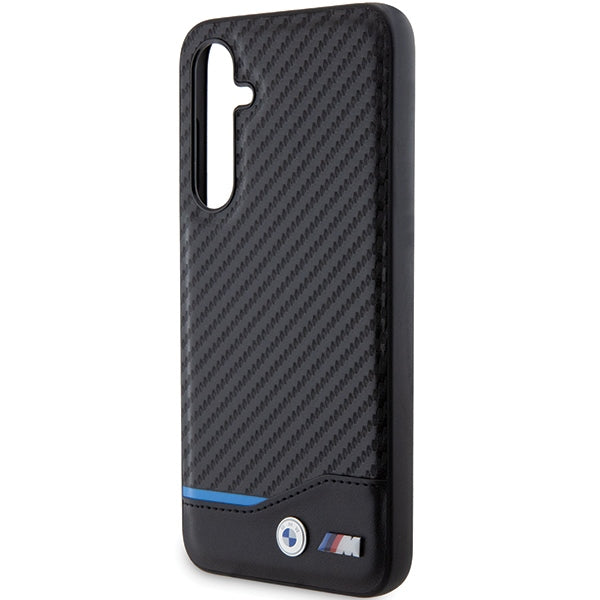 BMW Leather Carbon dėklas Samsung Galaxy S23 FE – juodas