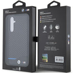 BMW Leather Carbon dėklas Samsung Galaxy S23 FE – juodas