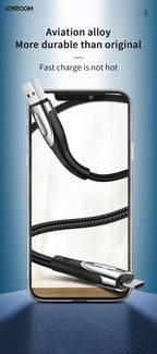 Joyroom laidas Sharp Series S-M411 USB-A / micro USB 3A 1.2 m su įkrovimo indikatoriumi juodas