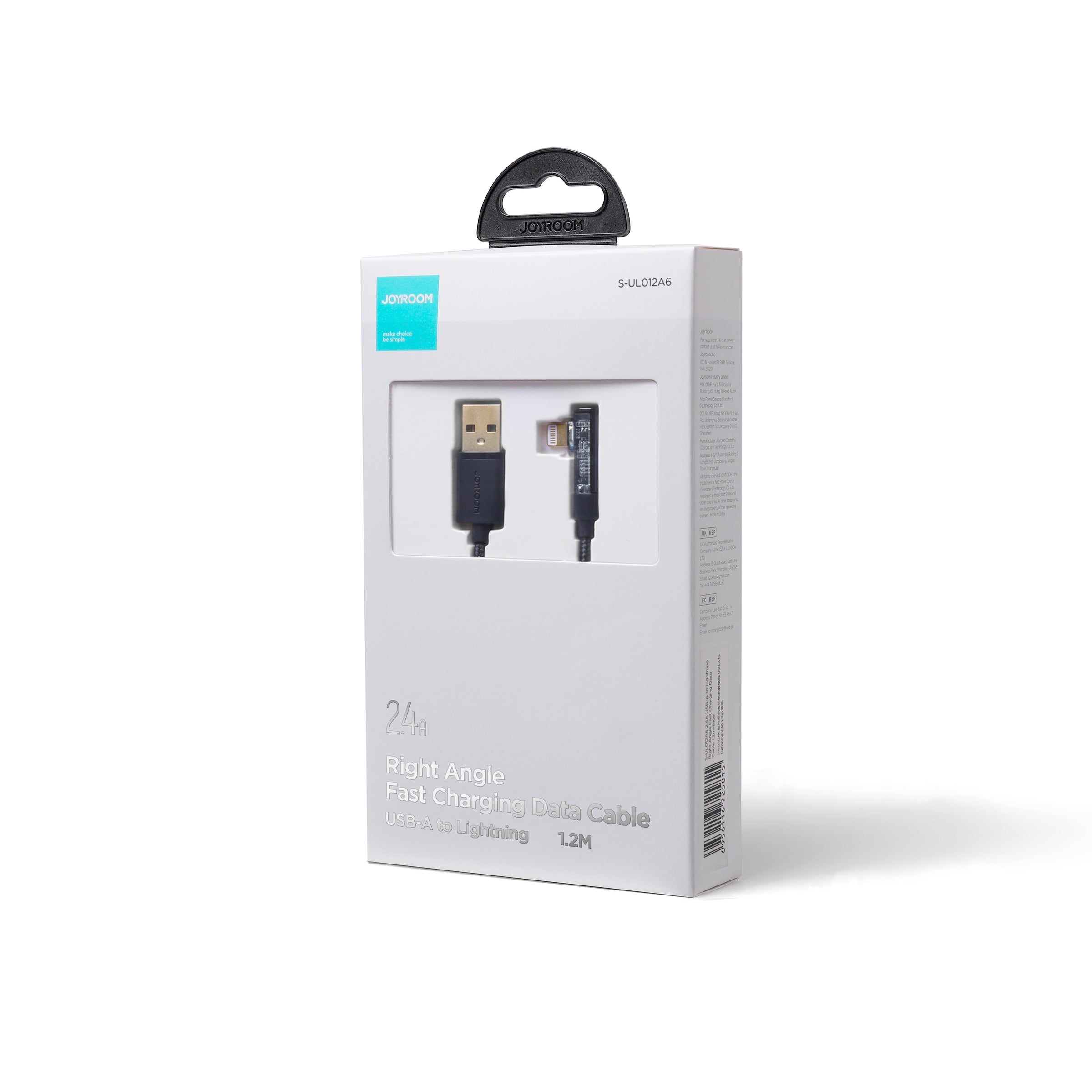 Joyroom Gaming laidas S-UL012A6 Lightning (kampinis) / USB-A (tiesus) 2.4A 1.2 m - mėlynas