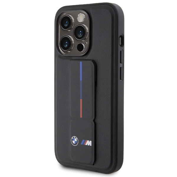 BMW Grip Stand Hot Stamp dėklas iPhone 15 Pro – juodas