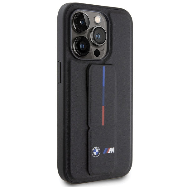 BMW Grip Stand Hot Stamp dėklas iPhone 15 Pro – juodas