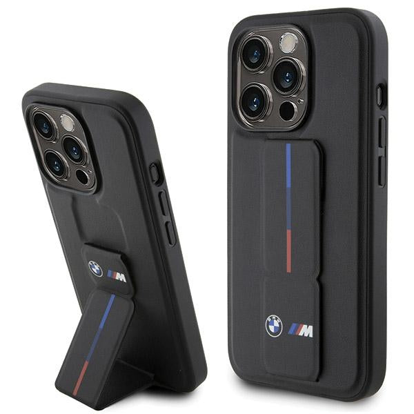BMW Grip Stand Hot Stamp dėklas iPhone 15 Pro Max – juodas Pirmasis paveikslėlis