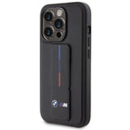 BMW Grip Stand Hot Stamp dėklas iPhone 15 Pro Max – juodas