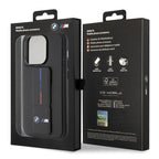 BMW Grip Stand Hot Stamp dėklas iPhone 15 Pro Max – juodas