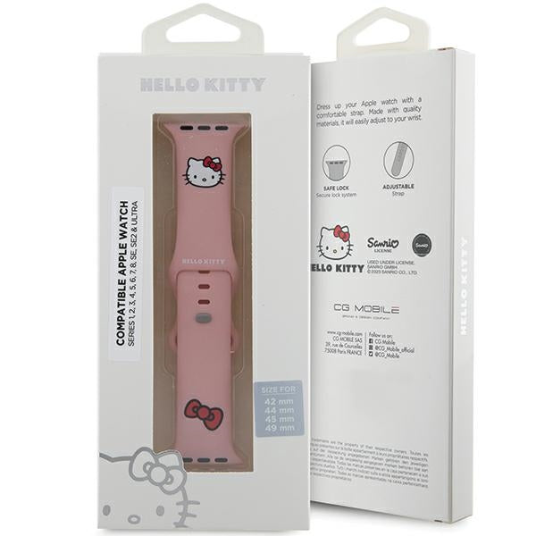 Hello Kitty silikoninis Kitty galvos dirželis Apple Watch 42/44/45/49mm – rožinis