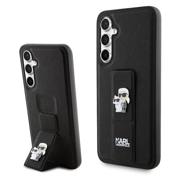 Karl Lagerfeld Gripstand Saffiano dėklas Galaxy S23 FE – juodas