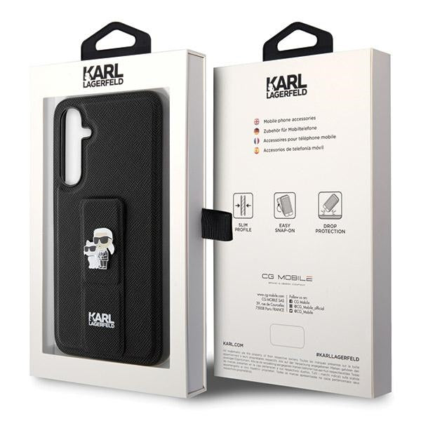 Karl Lagerfeld Gripstand Saffiano dėklas Galaxy S23 FE – juodas