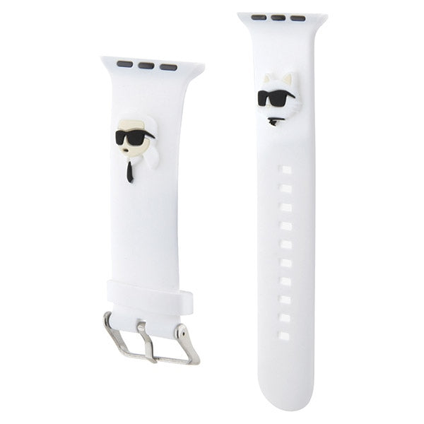 Karl Lagerfeld 3D guminis Karl&Choupette Heads dirželis Apple Watch 38/40/41mm - baltas