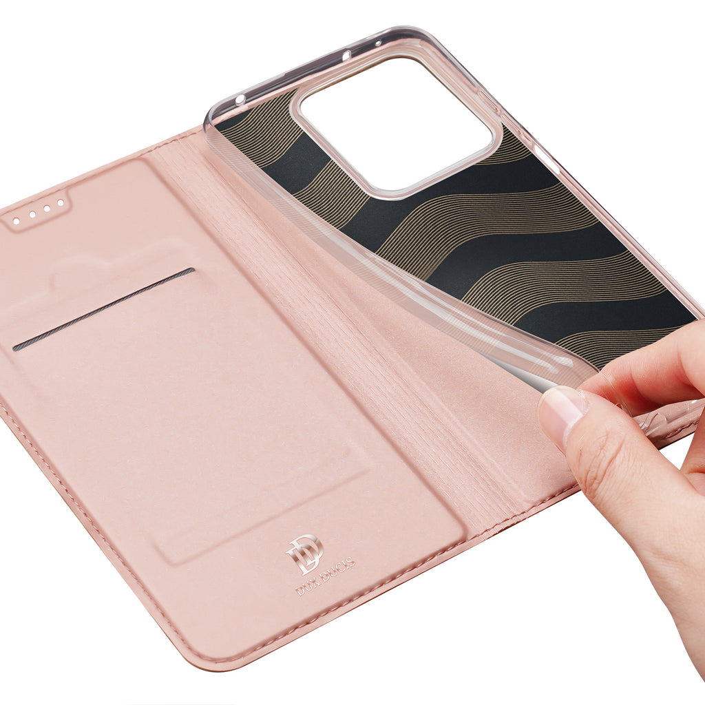 Dux Ducis Skin Pro atverčiamas dėklas Xiaomi Redmi Note 13 5G – rožinis