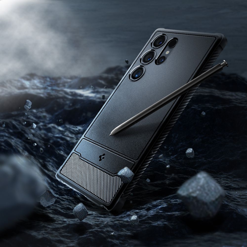 Spigen Rugged Armor dėklas Samsung Galaxy S24 Ultra – juodas