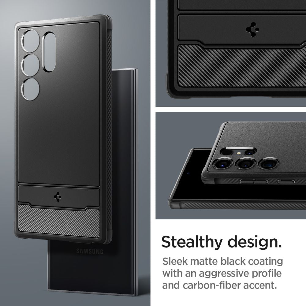 Spigen Rugged Armor dėklas Samsung Galaxy S24 Ultra – juodas
